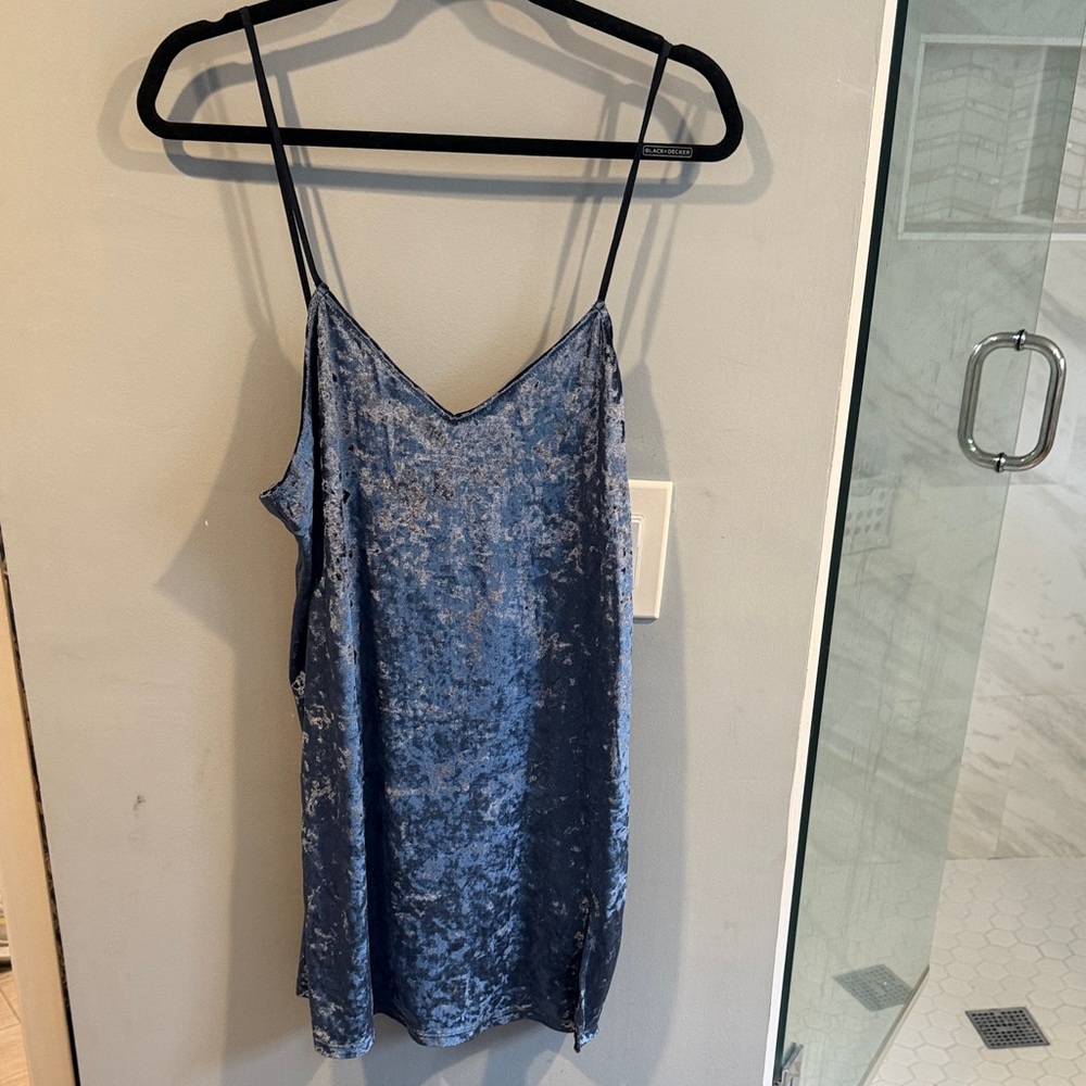 French Connection Blue Velvet Slip Nighty